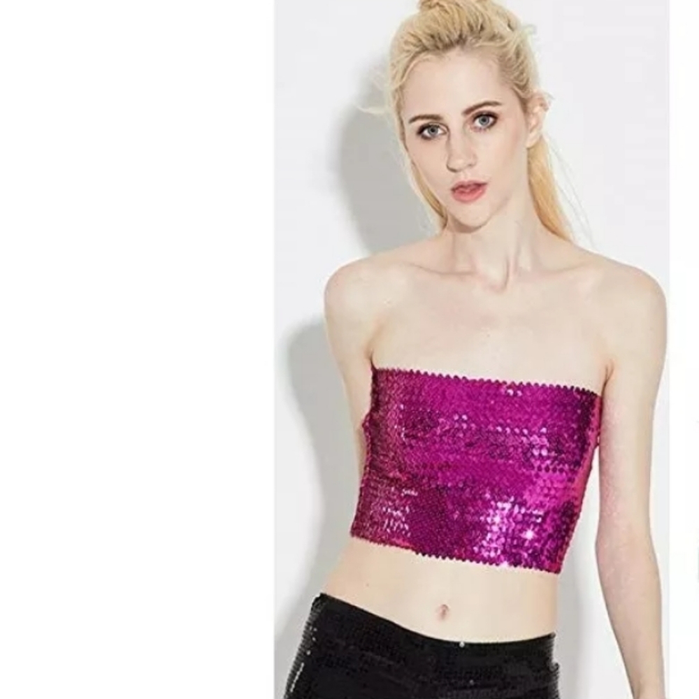 Women's Sparkling Sequins Stretch Party Tube Top